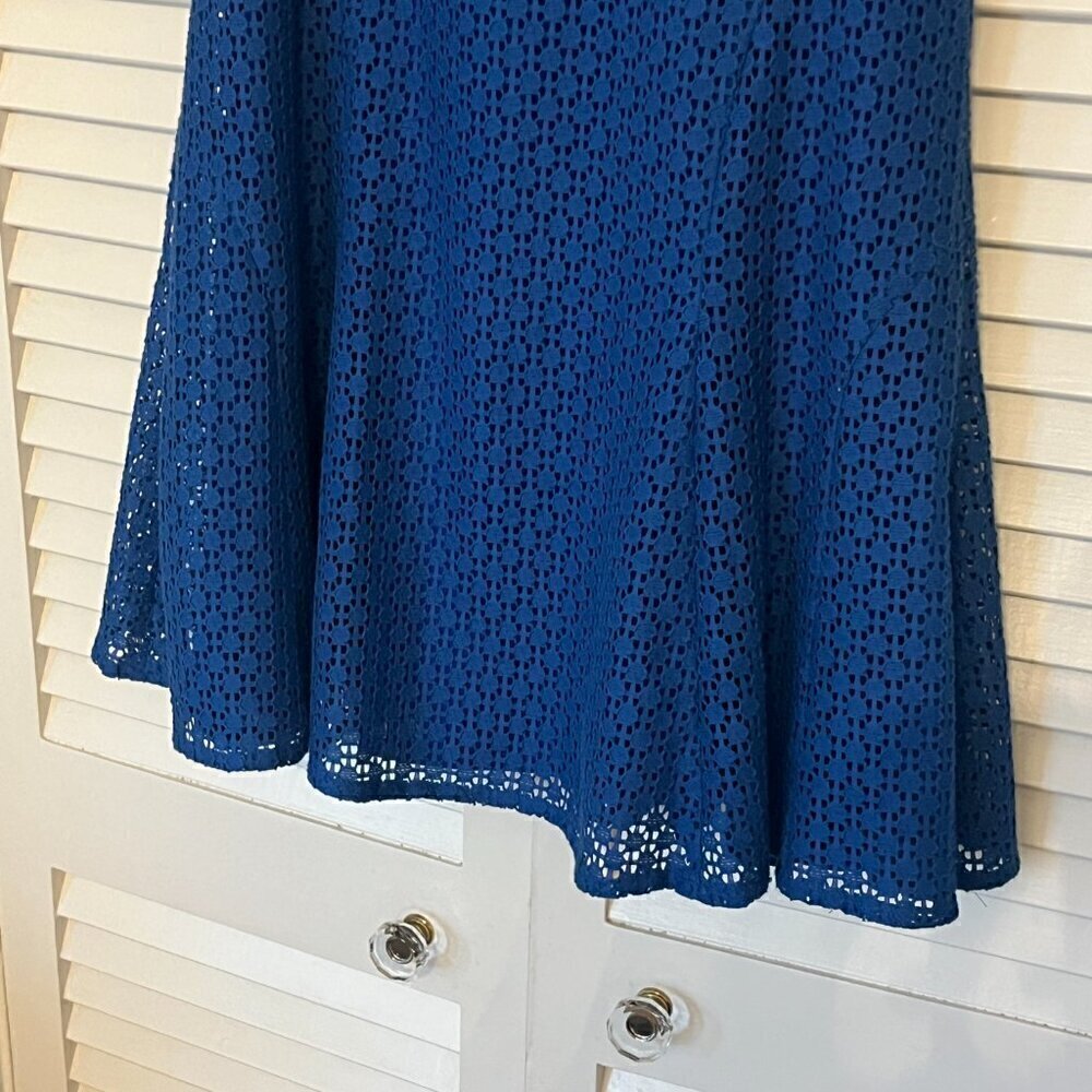 Akris Punto blue dress 6 sleeveless lace EUC - Picture 2 of 12